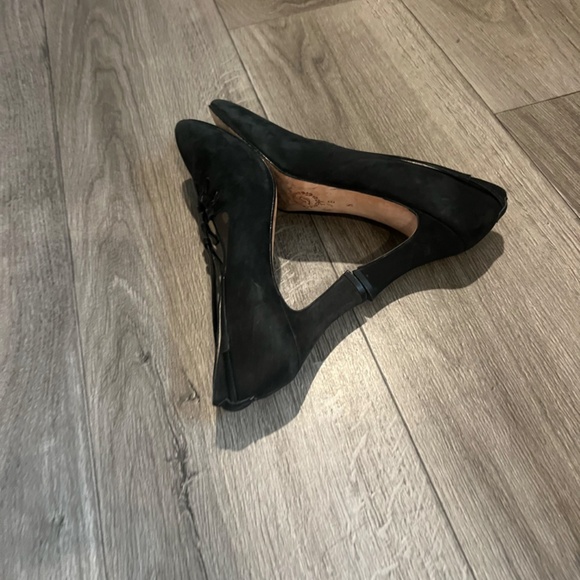 Delman Vintage 1940s Black‎ Suede Pumps Women's Slip-On Heels, Size 8N - Picture 7 of 12